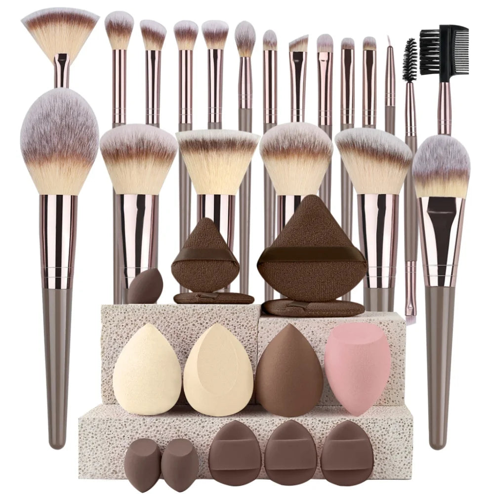 Premium Makeup Brush Set (3-20 Pcs) – Soft Fluffy Brushes for Foundation, Eyeshadow, Blush & Kabuki