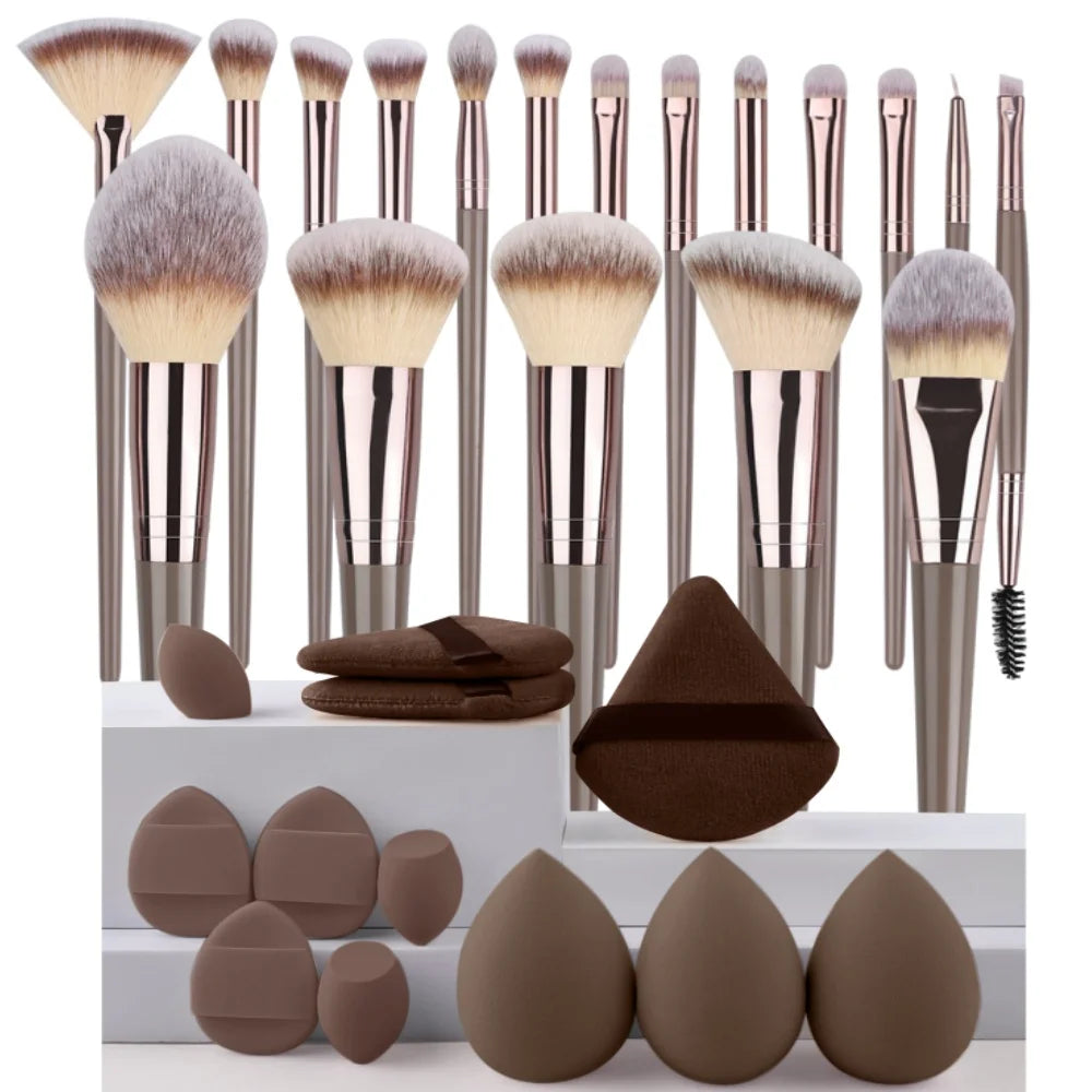 Premium Makeup Brush Set (3-20 Pcs) – Soft Fluffy Brushes for Foundation, Eyeshadow, Blush & Kabuki