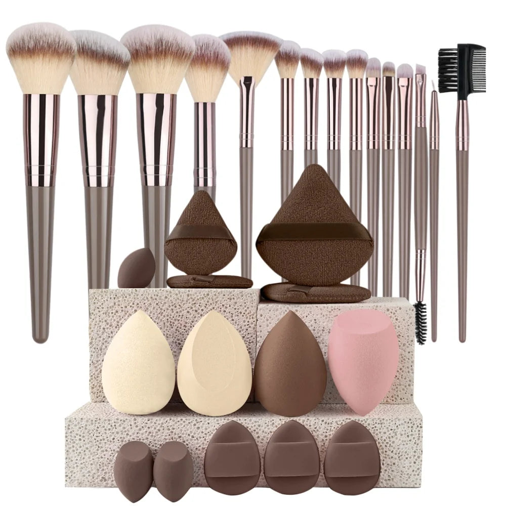 Premium Makeup Brush Set (3-20 Pcs) – Soft Fluffy Brushes for Foundation, Eyeshadow, Blush & Kabuki