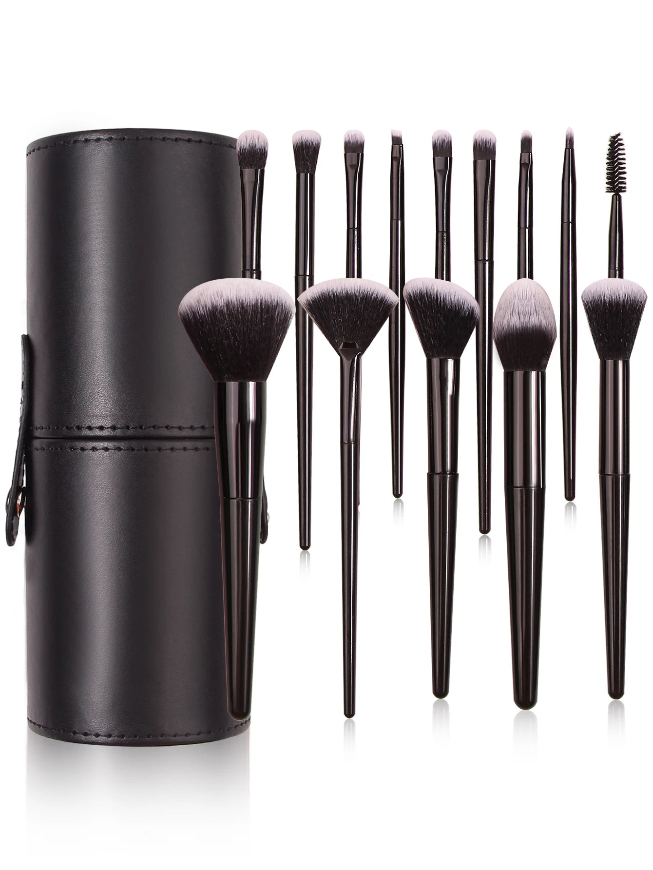 Professional Black Makeup Brush Set – Super Soft Bristles for Foundation, Concealer, Eyeshadow & Blush
