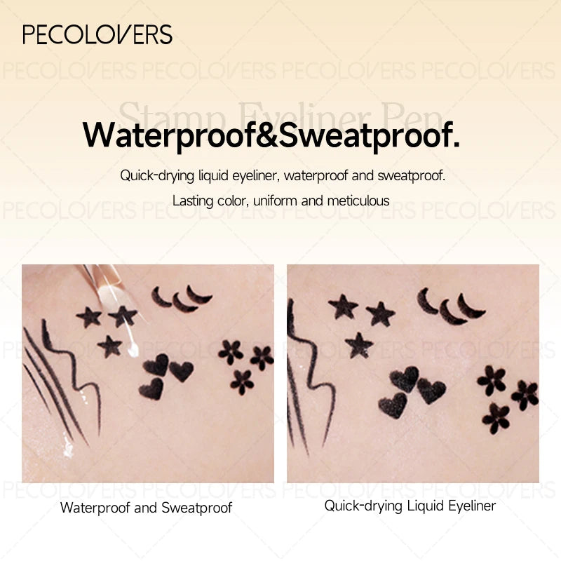 Double-Ended Eyeliner with Star, Heart & Moon Stamp – Waterproof, Beginner-Friendly
