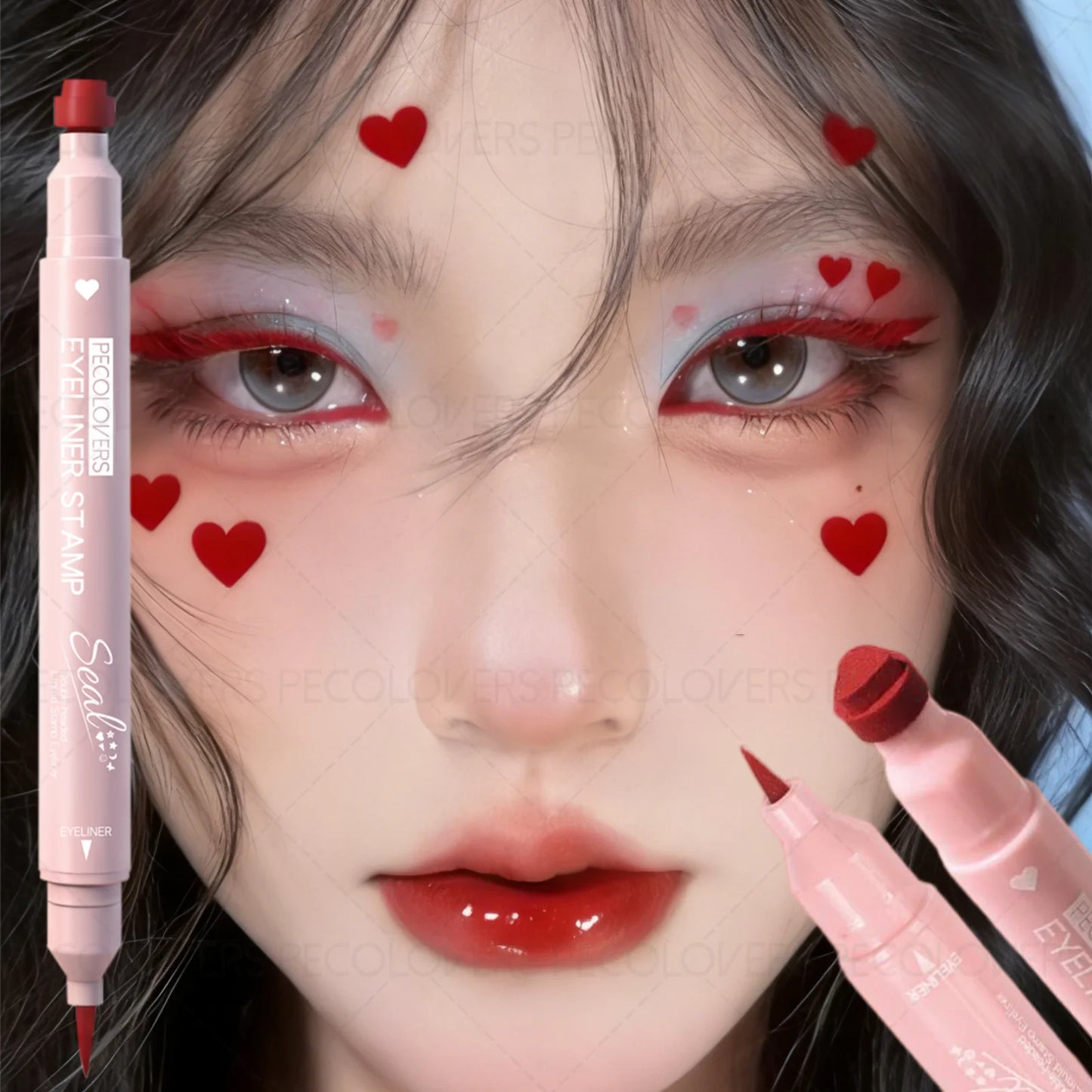 Double-Ended Eyeliner with Star, Heart & Moon Stamp – Waterproof, Beginner-Friendly