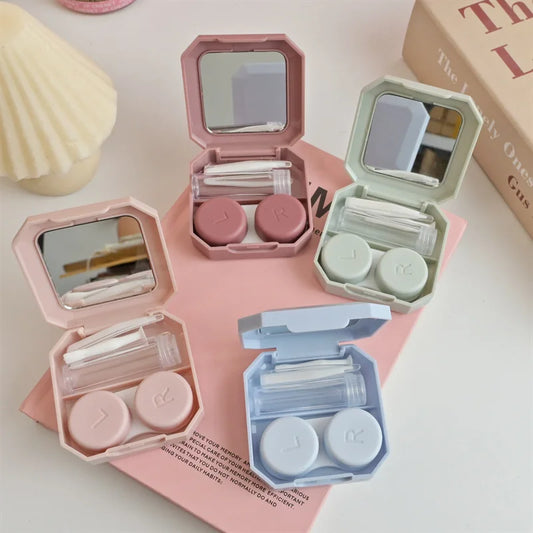 Candy Color Contact Lens Case with Full Kit – Tweezers, Stick & Mirror