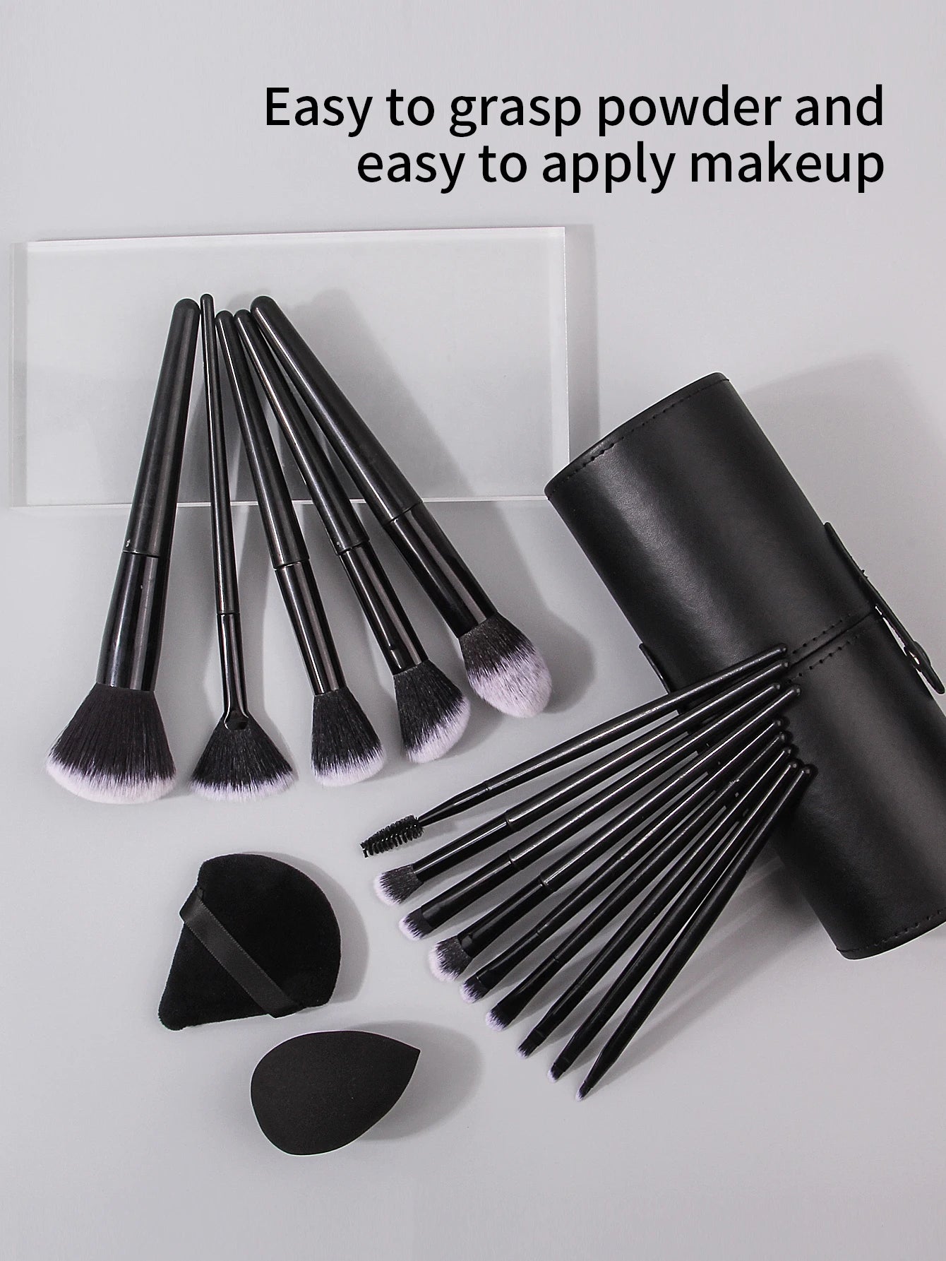 Professional Black Makeup Brush Set – Super Soft Bristles for Foundation, Concealer, Eyeshadow & Blush