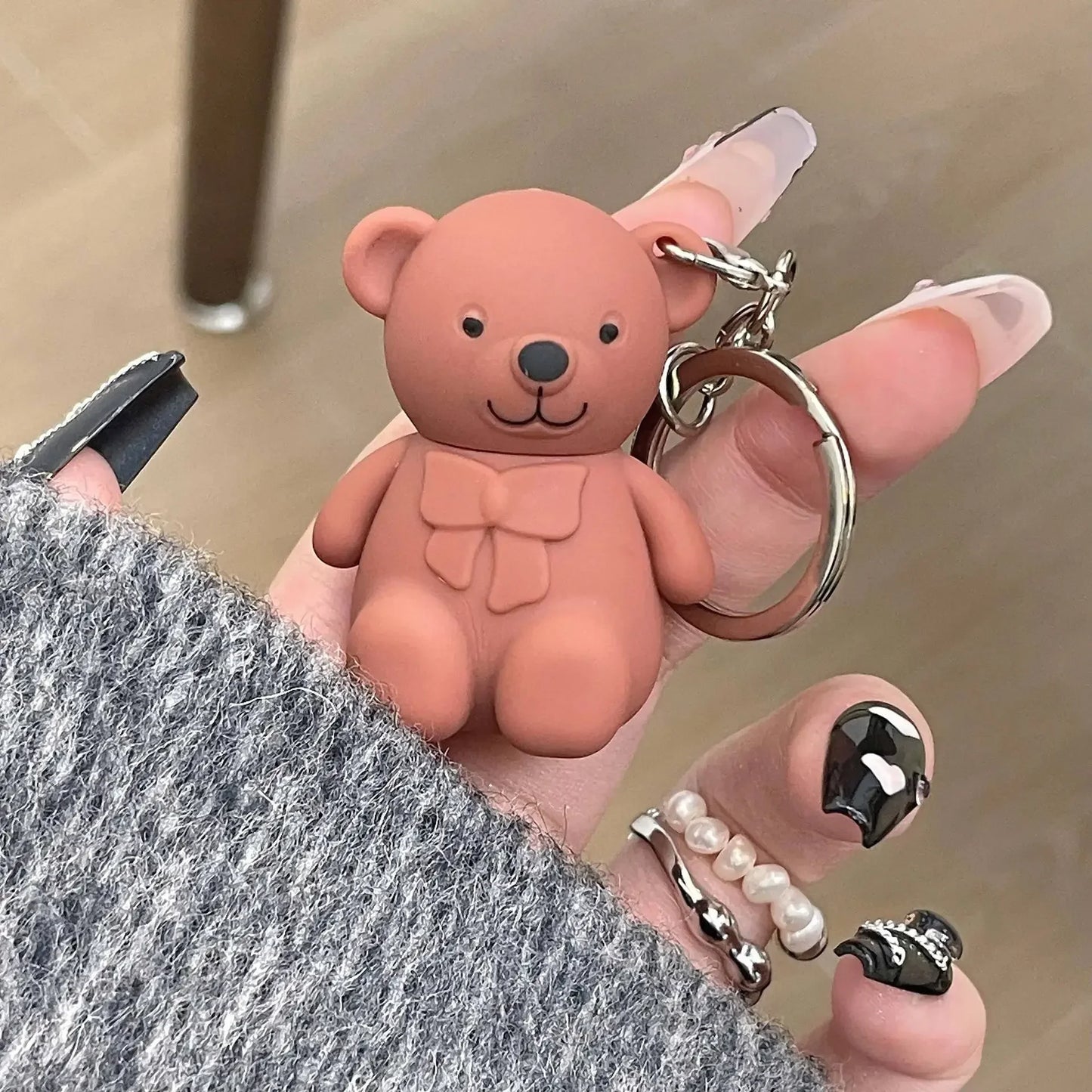 Cute Bear Keychain Matte Lip Mud – Velvet Lip Glaze, Long-Lasting Lip Tint for Women