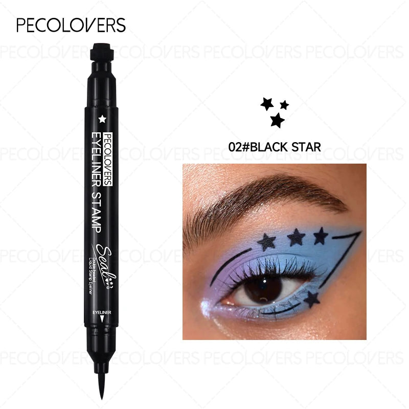 Double-Ended Eyeliner with Star, Heart & Moon Stamp – Waterproof, Beginner-Friendly